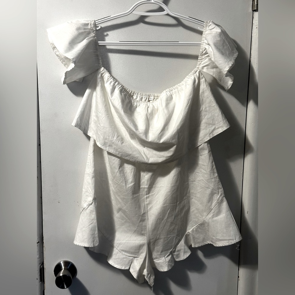 no brand- white off shoulder romper